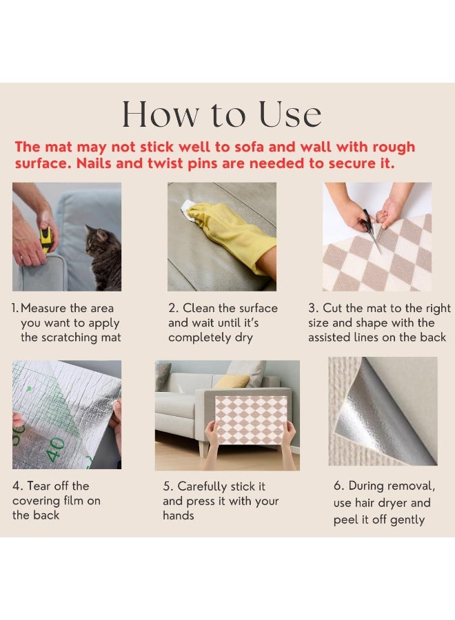 Arabest Anti-Scratch Cat Mat, Set of 2 – 50CM*80CM,  Trimmable Self-Adhesive Upholstery Pads for Furniture, Carpet, Cat Trees, Shelves, Climbing Walls & Couch Protection (Brown Diamond) - Image 5